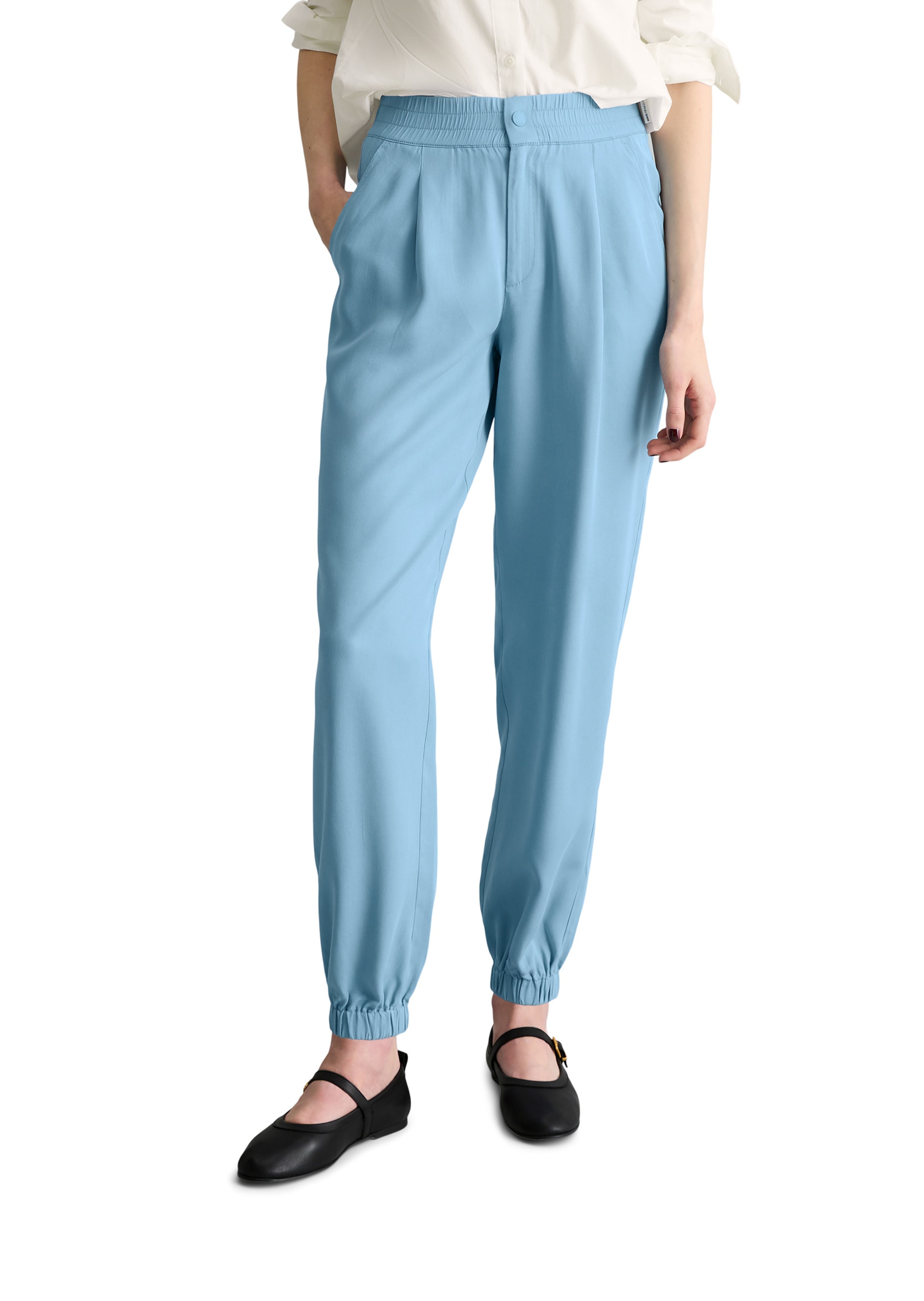 Marc O'Polo DENIM Tapered Broek in Blauw: voorkant