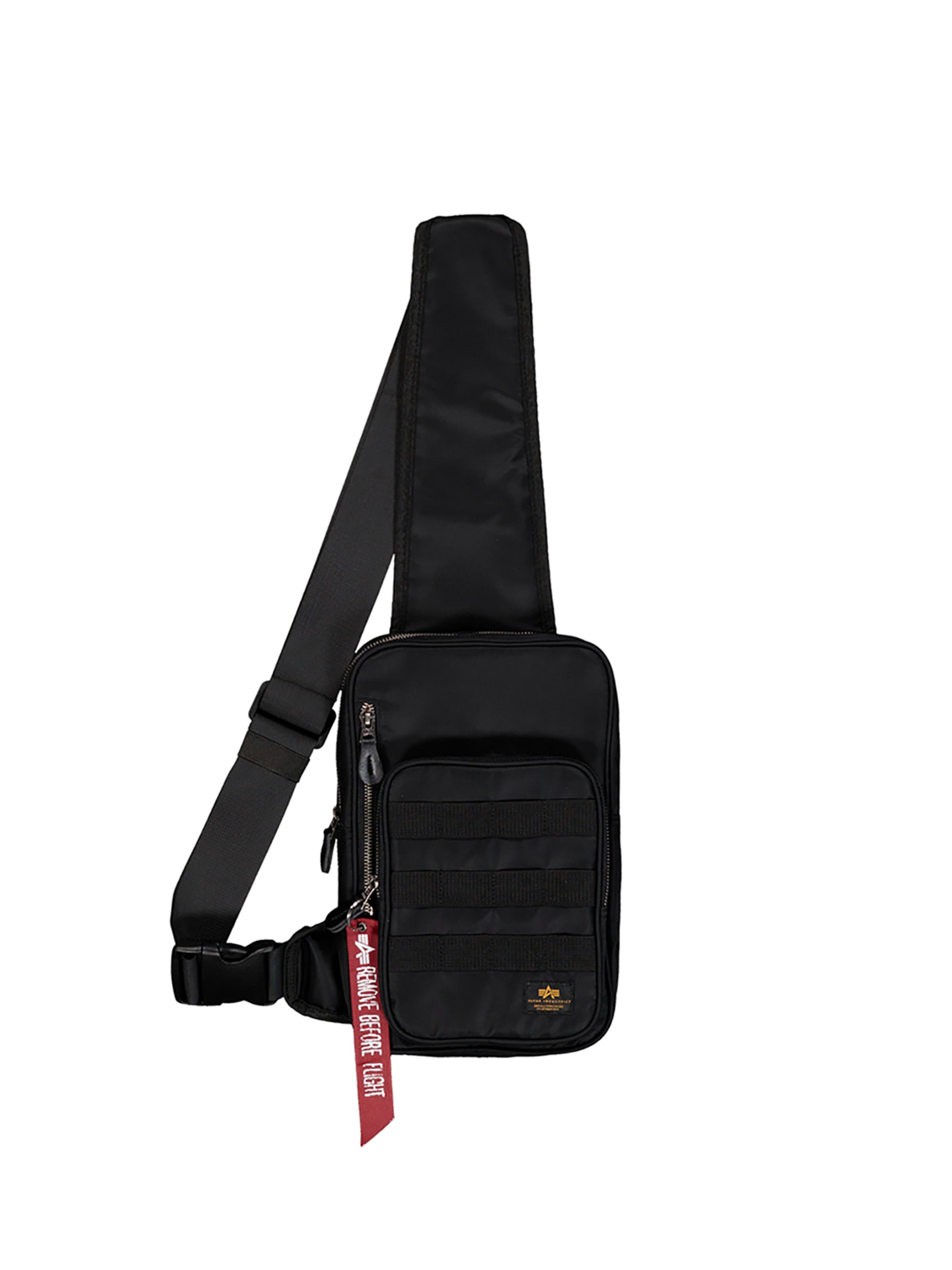 ALPHA INDUSTRIES Crossbody Bag 'Label Sling Bag' in Black: front