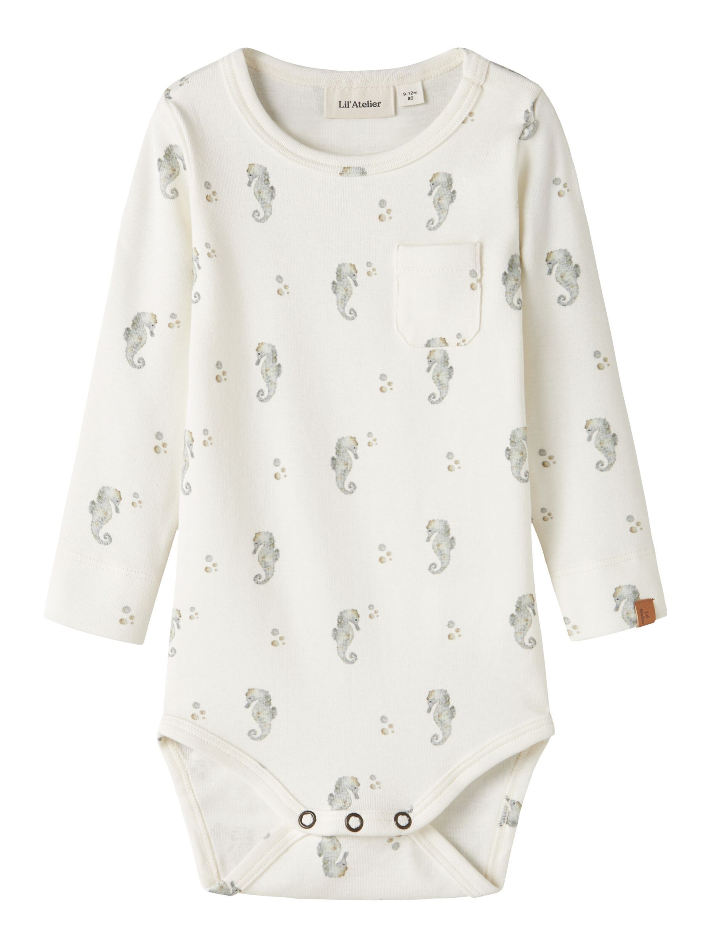 Tutina / body per bambino di Lil'Atelier in bianco: frontale