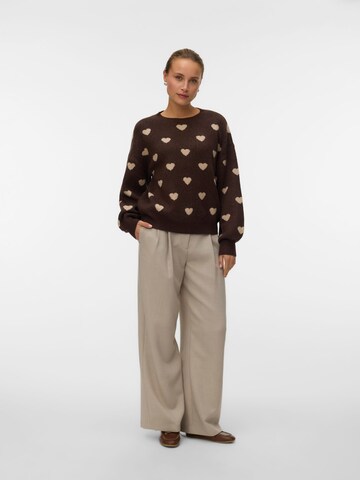 VERO MODA Sweater 'AWHeart' in Brown
