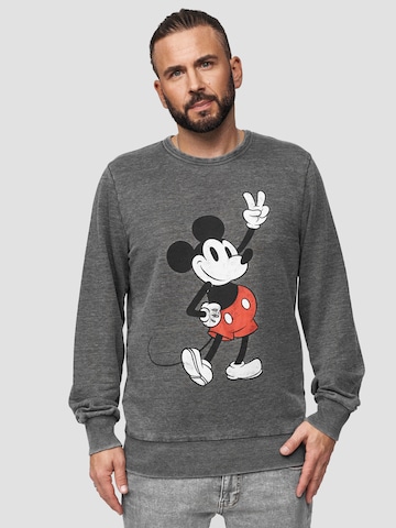 Sweat-shirt 'Disney Mickey Peace Pose' Recovered en gris : devant