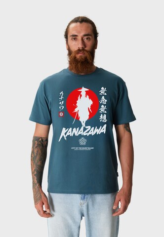 Oldskull Shirt 'Asian Silent Blade Kanazawa' in Blauw: voorkant