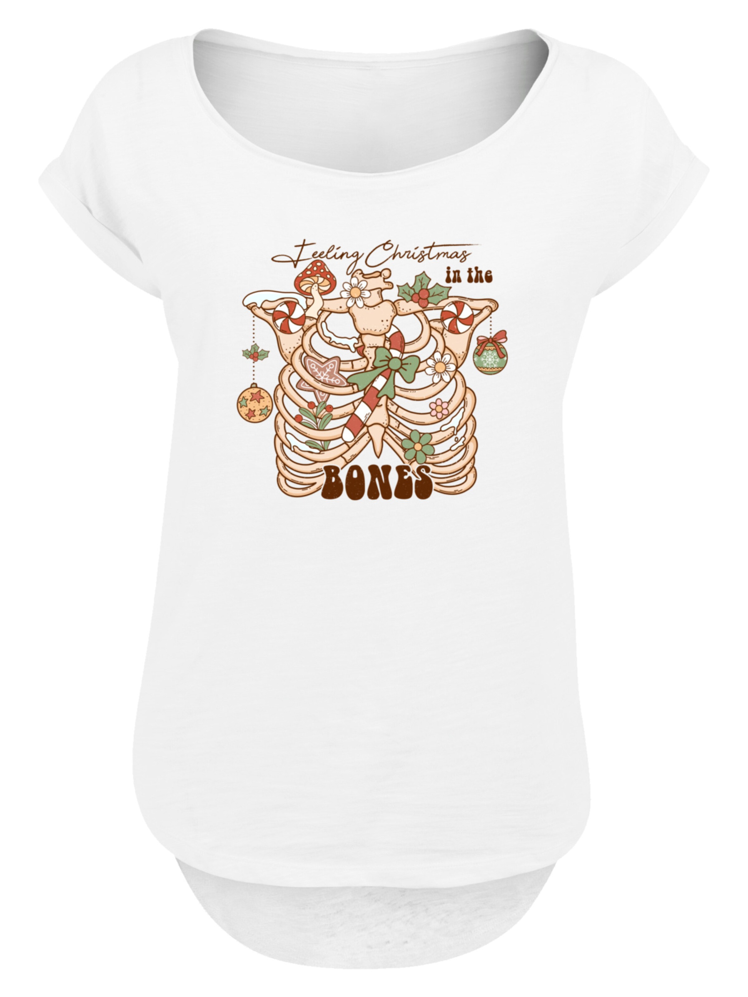 T-shirt 'Feeling Christmas in the bones' F4NT4STIC en blanc : devant