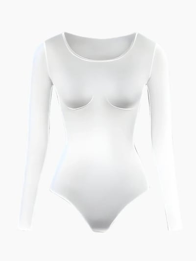 cfab (formerly creamy fabrics) Shaping bodysuit 'Longsleeve Bodysuit Sculpting Shapewear' in S in White, Item view