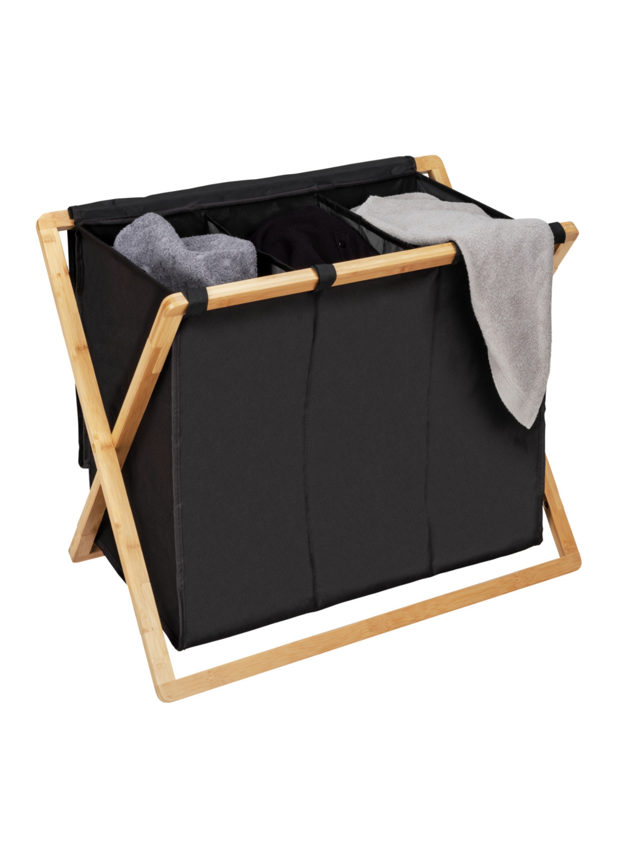 Wenko Wäschebehälter 'Trio Ecori' in Schwarz