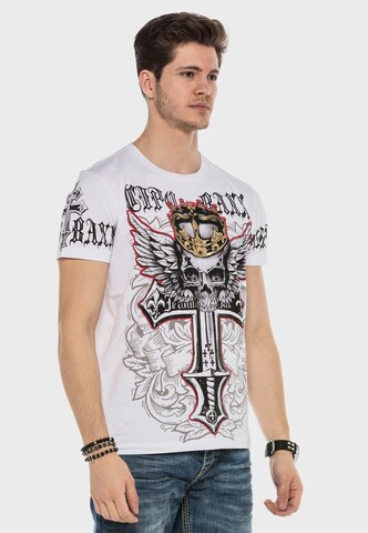 CIPO & BAXX T-Shirt KING SKULL mit grafischem Print in Weiß