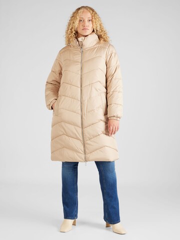 Vero Moda Curve Winter Coat in Beige: front