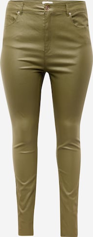 ONLY Carmakoma Skinny Jeans 'ANNE' in Groen: voorkant