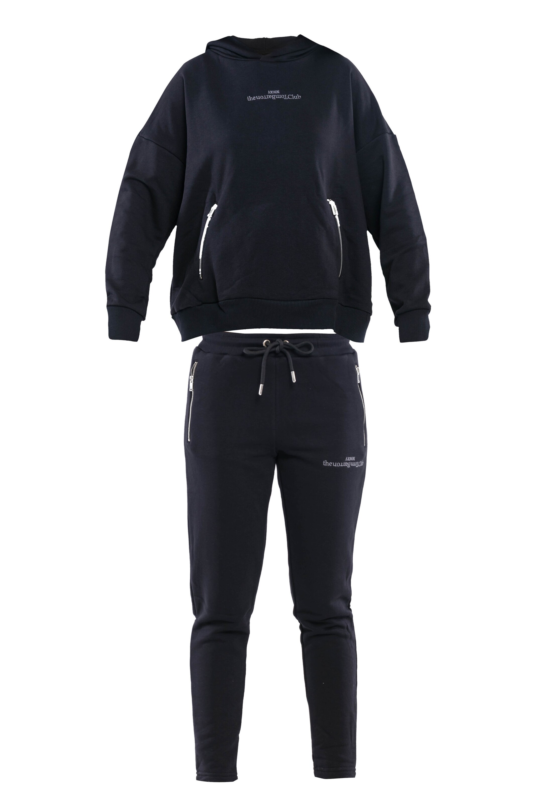 Tom Barron Joggingpak in Zwart: voorkant