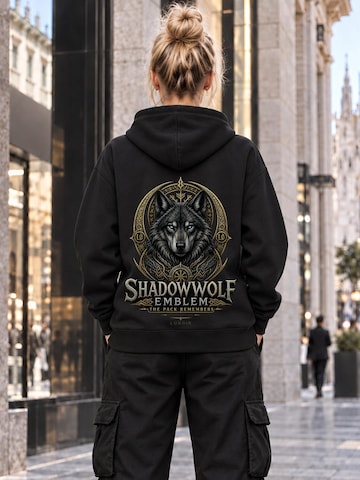 LUNØIR Studio Tréning póló 'Shadowwolf Emblem' - fekete