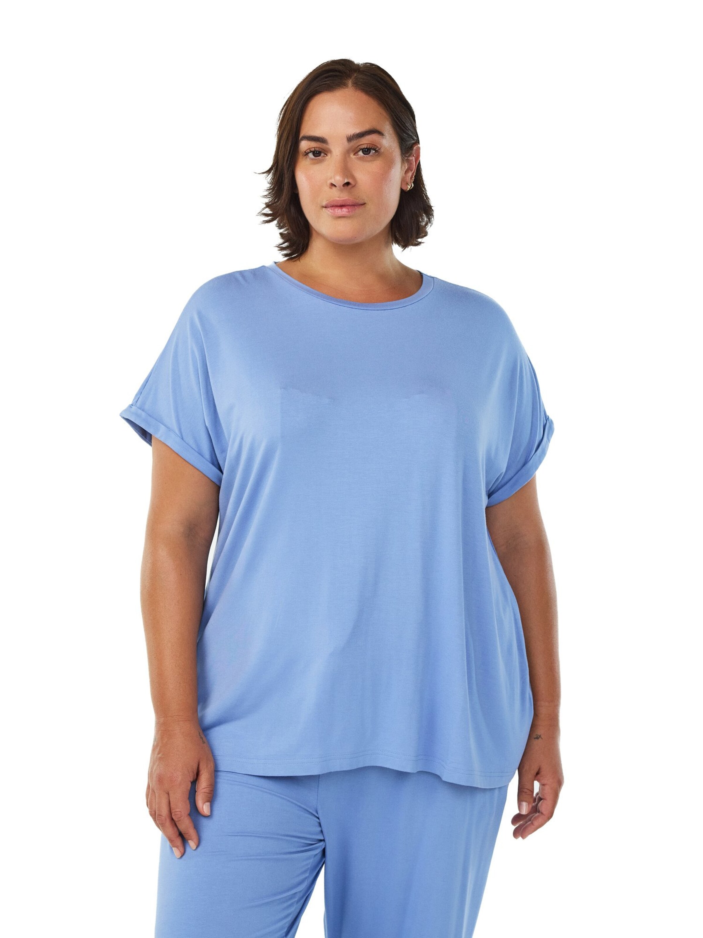 Zizzi Футболка для сна 'Ali' в Синий: спереди