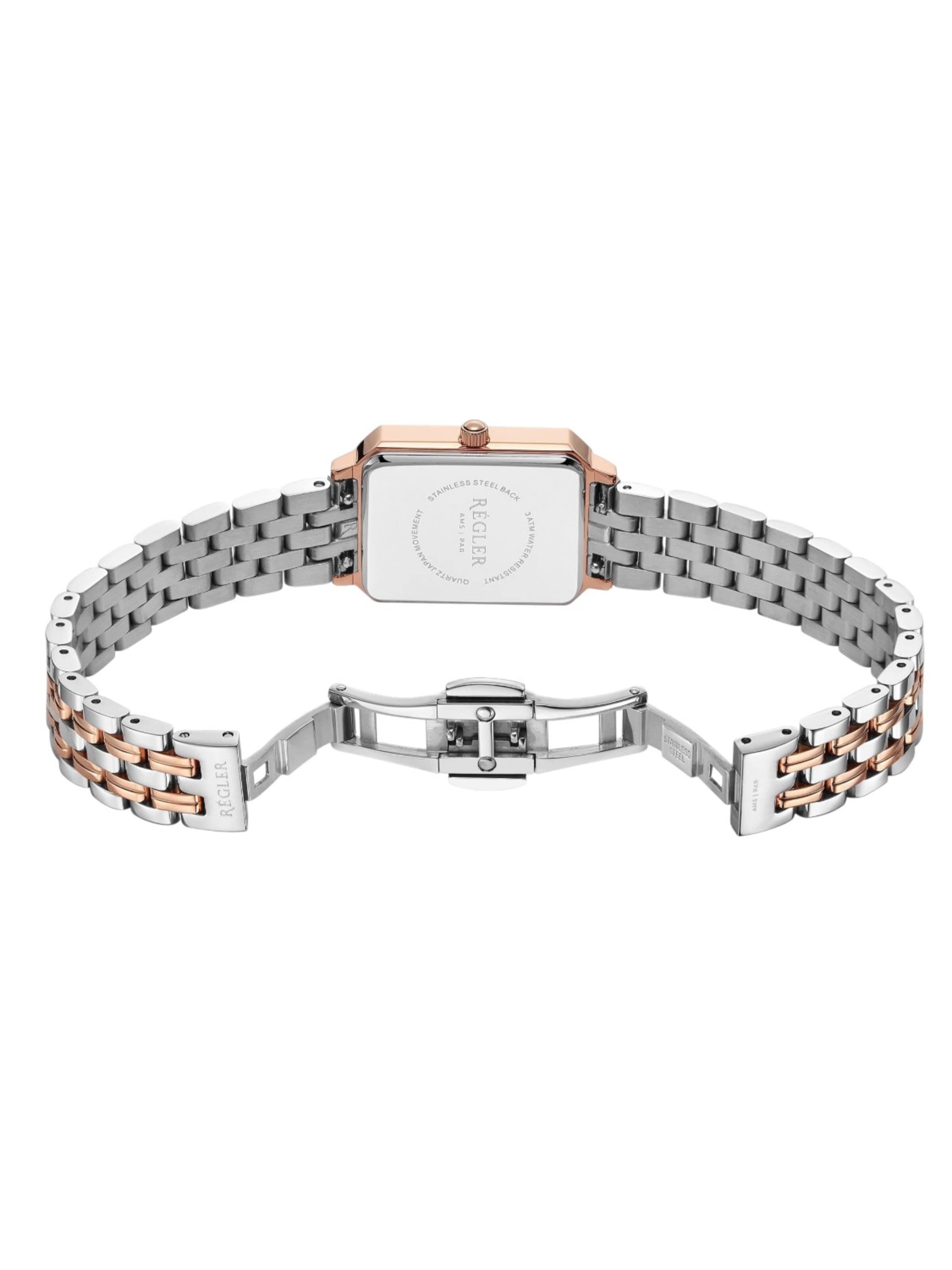 Régler Zegarek analogowy 'Régler Élégance Steel Bicolor Silver/Rose Gold - Pearl' w kolorze złoty