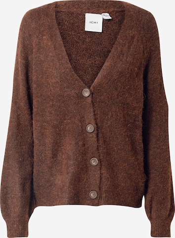 ICHI Knit Cardigan in Brown: front