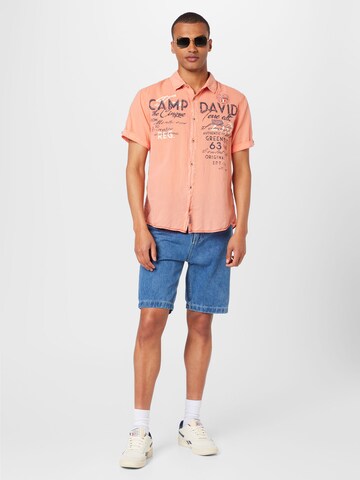 CAMP DAVID Regular fit Button Up Shirt in Orange