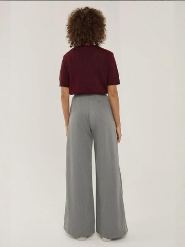 Hiccup - Perna larga Calças com pregas em cinzento