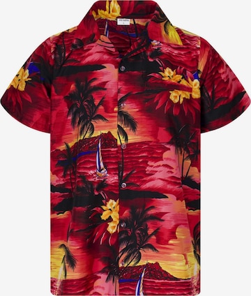 King Kameha Shirt 'Surf' in Red: front