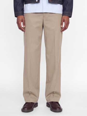 JACK & JONES Loose fit Trousers with creases in Beige: front