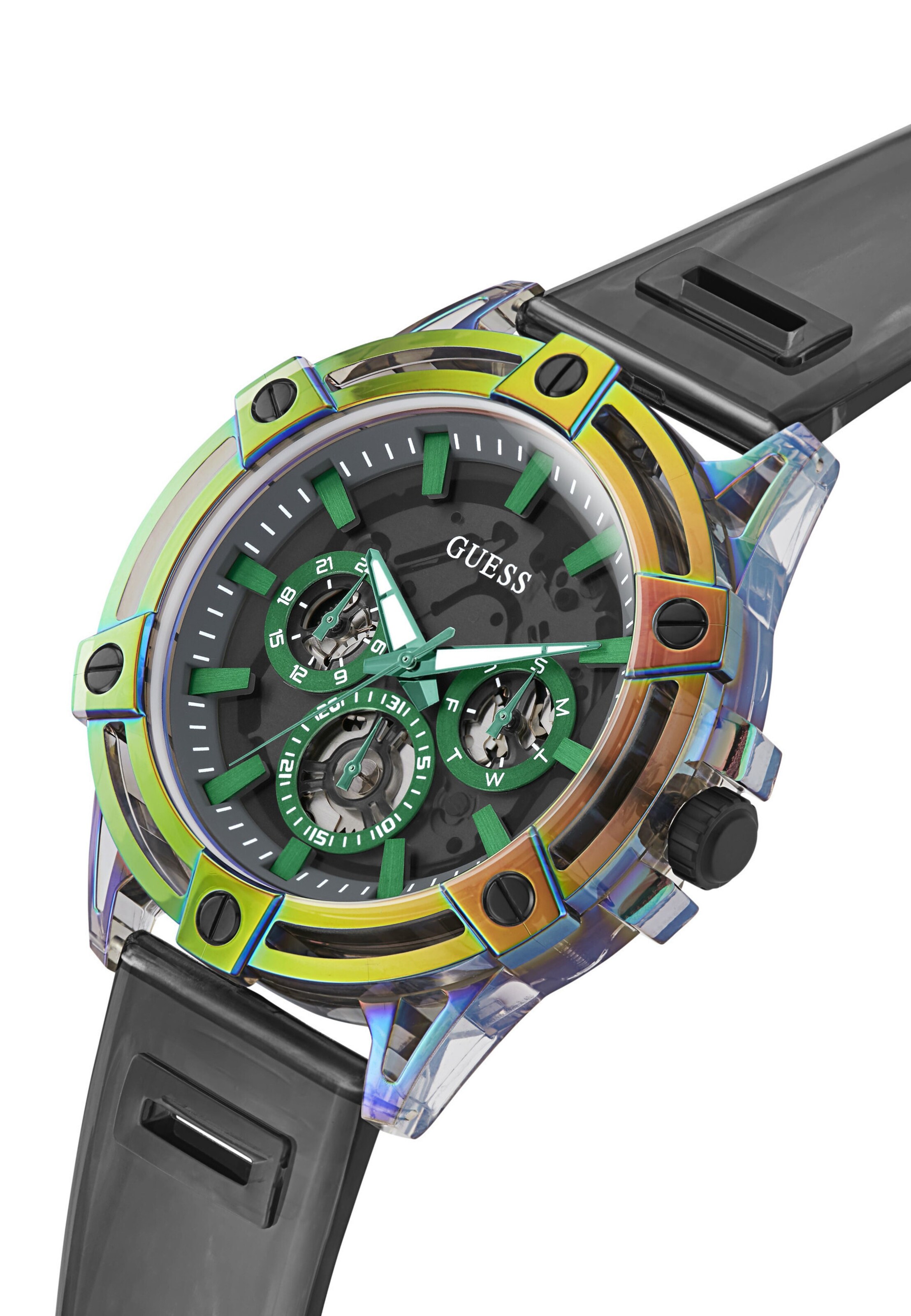 GUESS Uhr 'King' in Schwarz