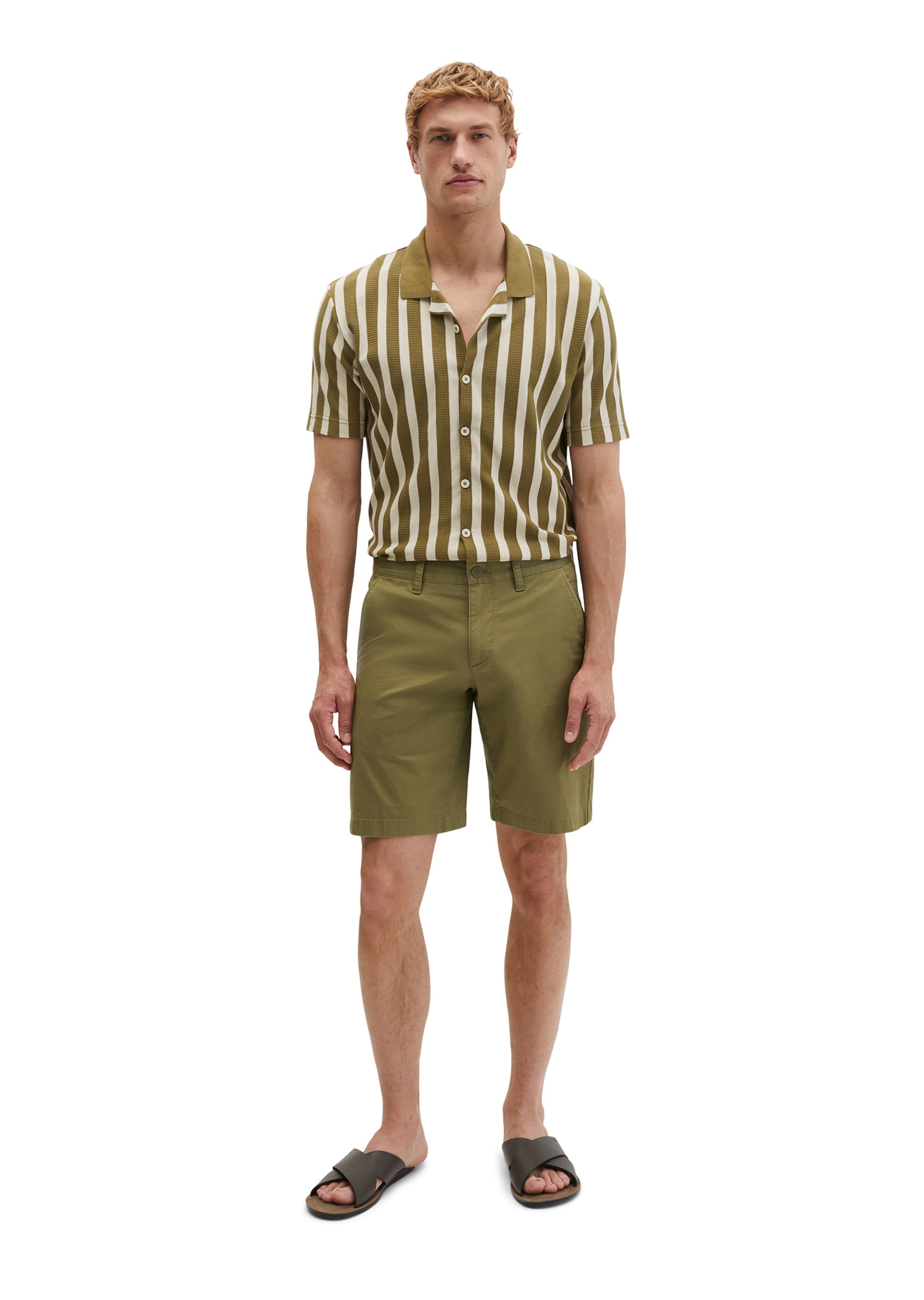 Marc O'Polo Regular Shorts Model Reso regular ' aus leichtem Stretch-Twill ' in Grün: Vorderseite
