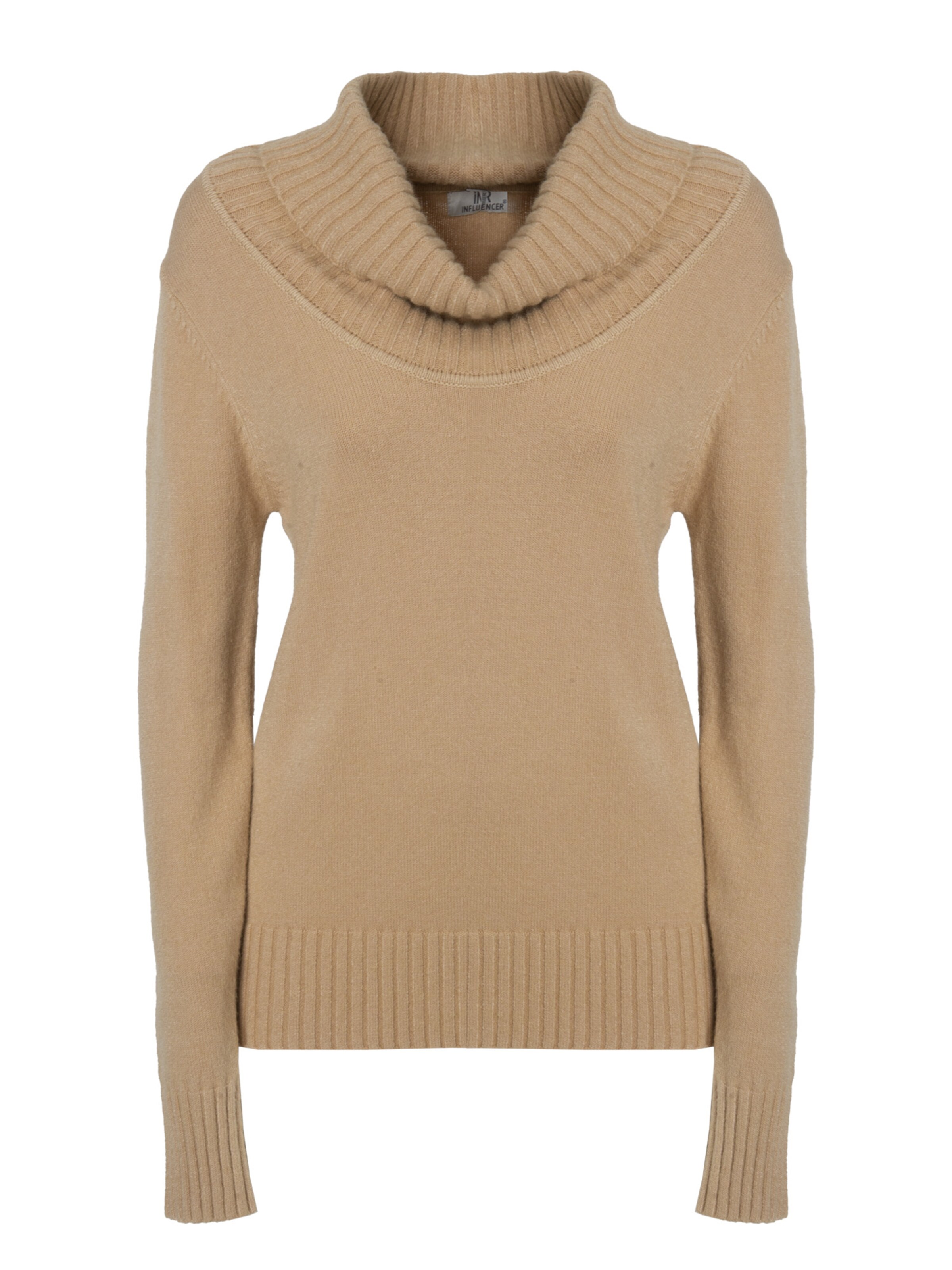 Influencer Pullover in Beige: Vorderseite