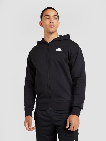 ADIDAS SPORTSWEAR Athletic Zip-Up Hoodie in Black: front