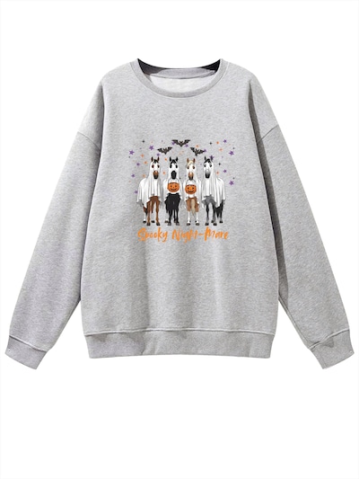 GORHEY Oversized sweater 'Women's Pullover with Horse Print, Loose Fleece Pullover for Halloween' in XS in Grey, Item view