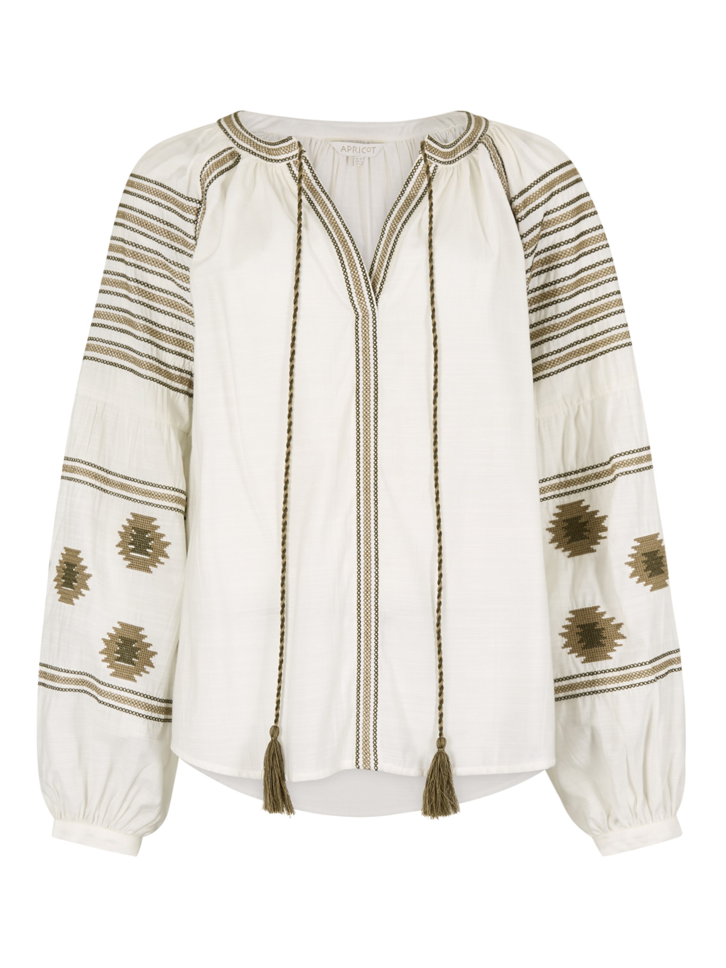 Apricot Bluse 'Aztec Embroidered' in Weiß: Vorderseite