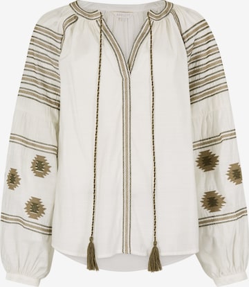 Apricot Blouse 'Aztec Embroidered' in Wit: voorkant