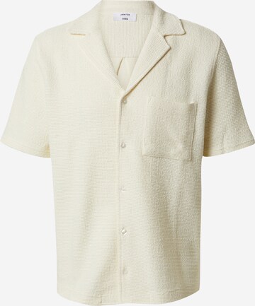 DAN FOX APPAREL Regular fit Button Up Shirt 'Heinrich' in Beige: front