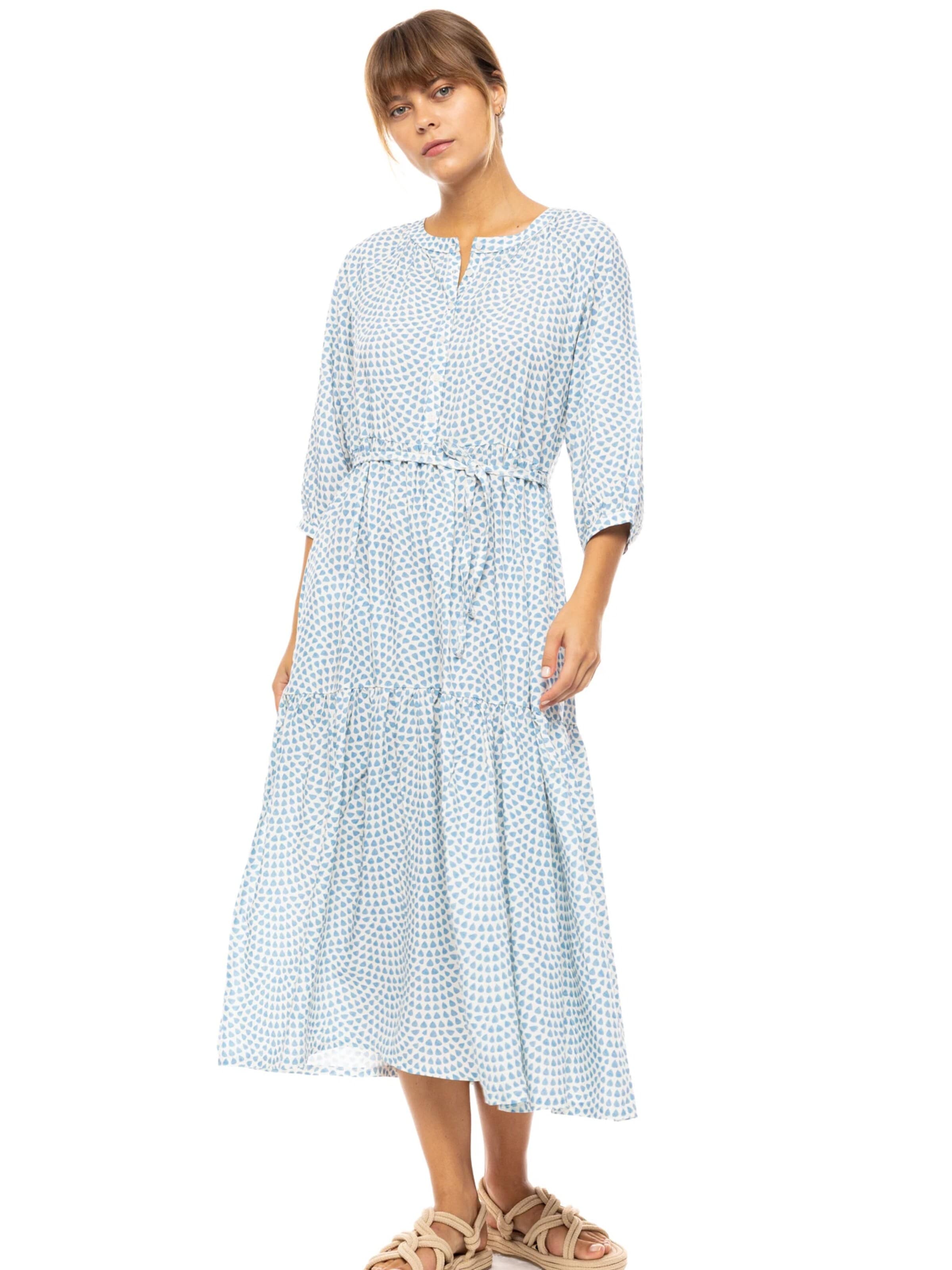Pink LabelLjetna haljina 'BEACHWEAR LONG VISTA BLUE & CREAM' - plava boja: prednji dio