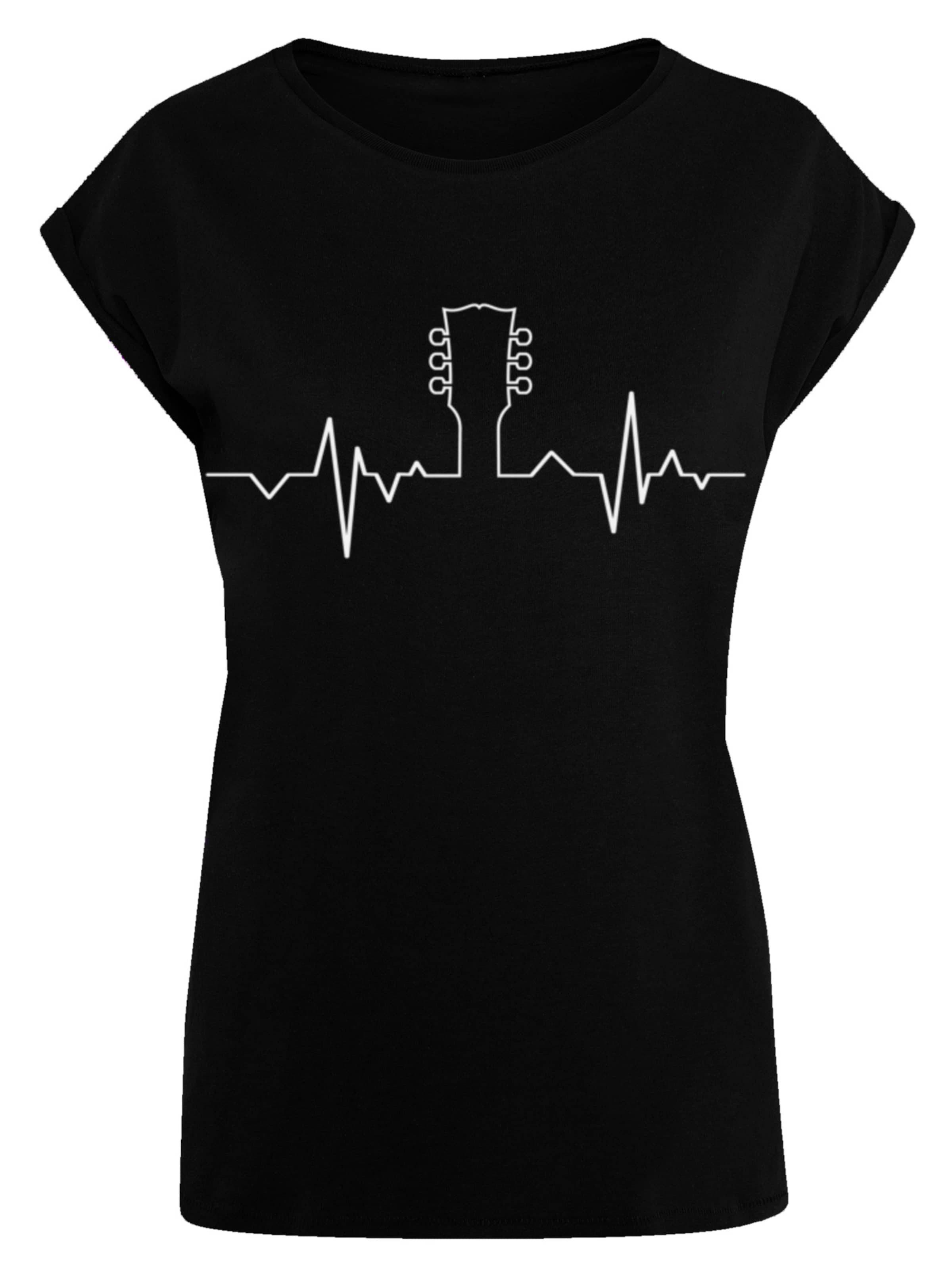 F4NT4STIC T-Shirt 'Gitarre Heartbeat' in Schwarz: Vorderseite