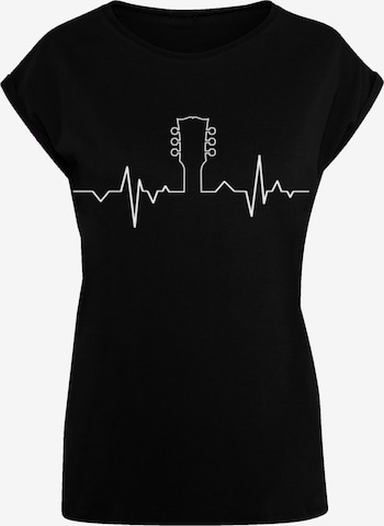 F4NT4STIC T-Shirt 'Gitarre Heartbeat' in Schwarz: Vorderseite