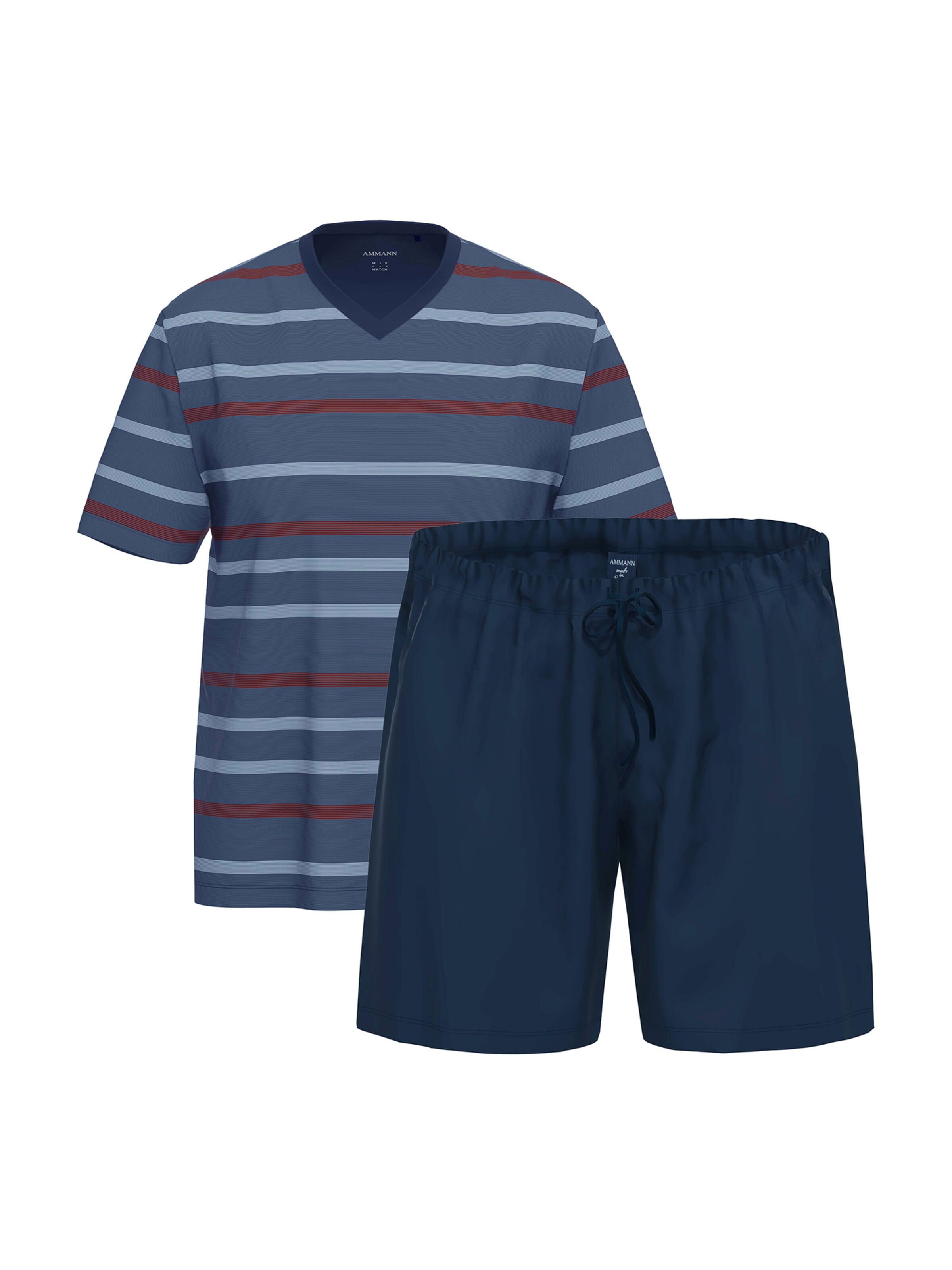 Ammann Short Pajamas 'Night & Home Cotton' in Blue: front