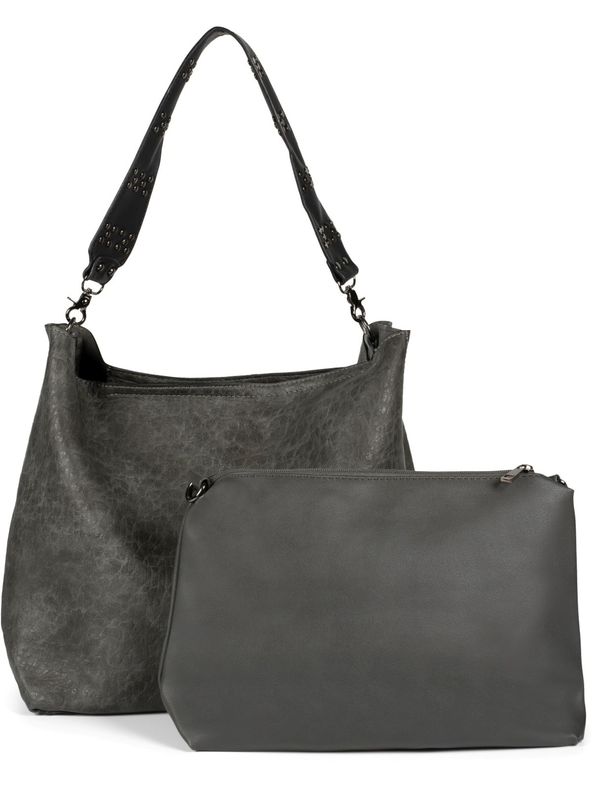 styleBREAKER Schultertasche '2 in 1 Schultertasche mit Nietengurt und Innentasche'‌‌‌‌ in Grau