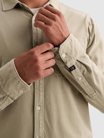 PME Legend Regular fit Overhemd 'Shirt with garment-dye wash and chest pocket' in Beige
