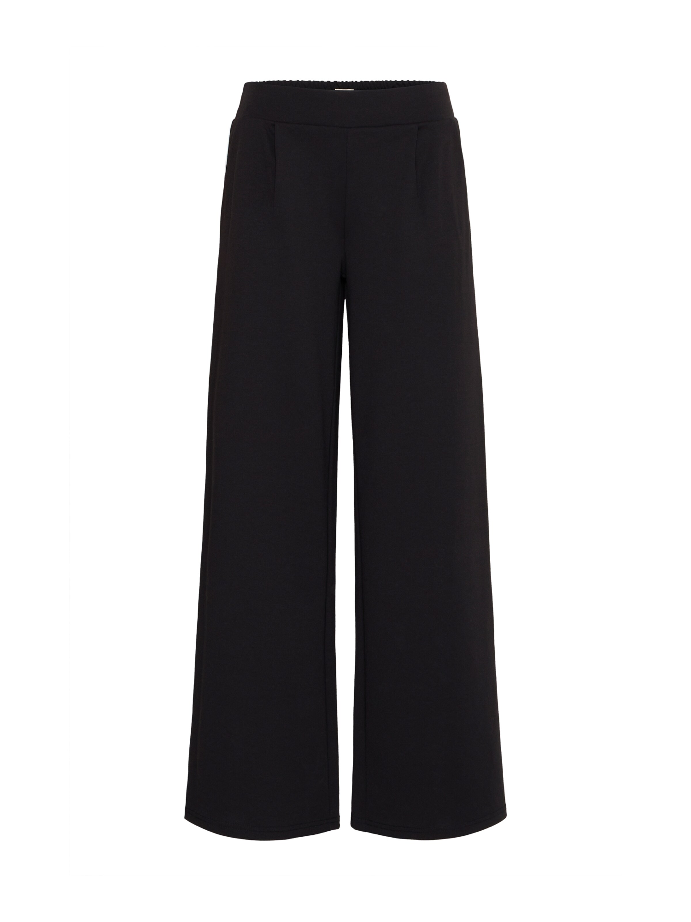 juoda ICHI Plačios klešnės Klostuotos kelnės 'IXKate': priekis