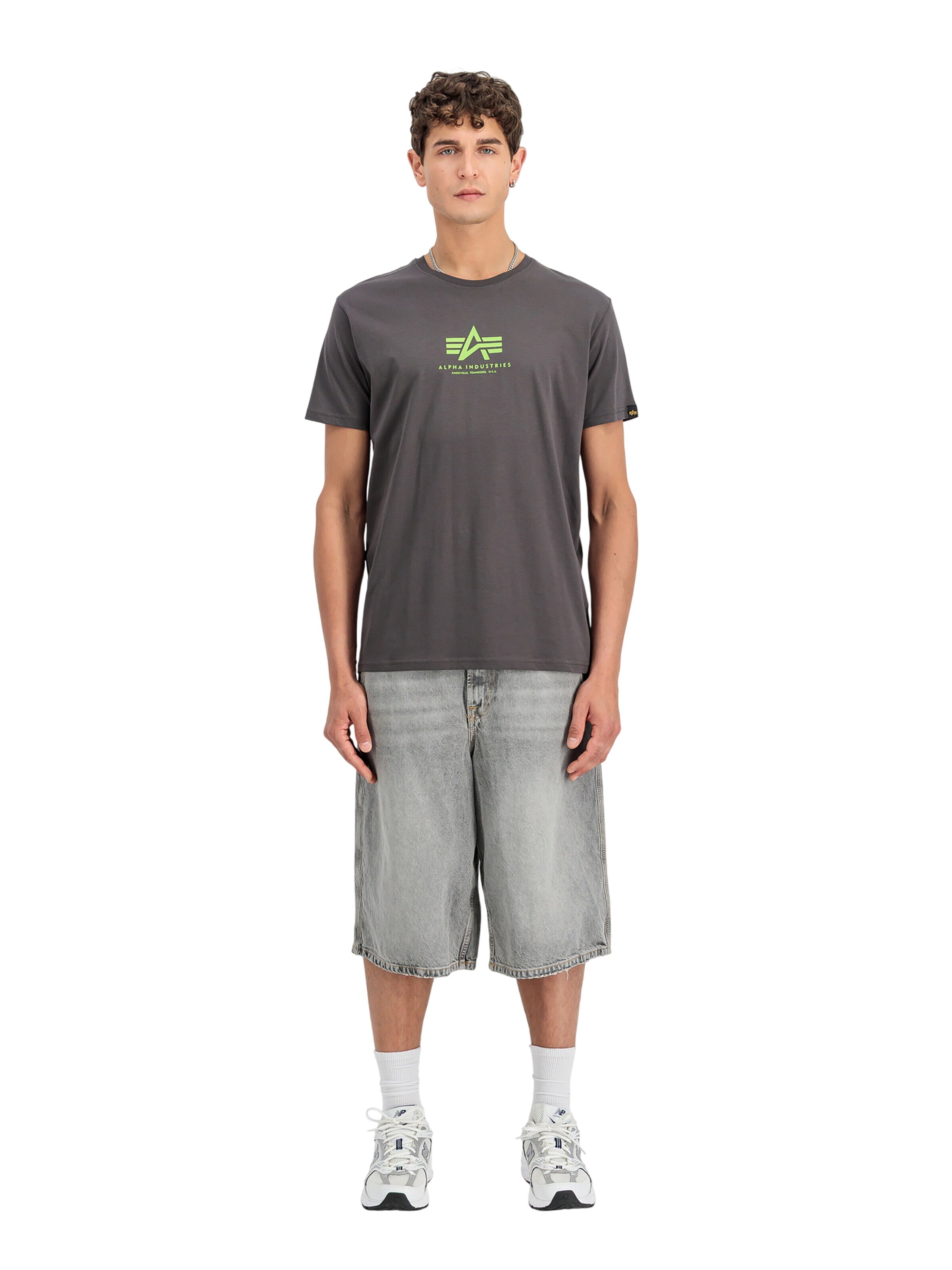 ALPHA INDUSTRIES Shirt 'Basic Mid Logo' in Grey