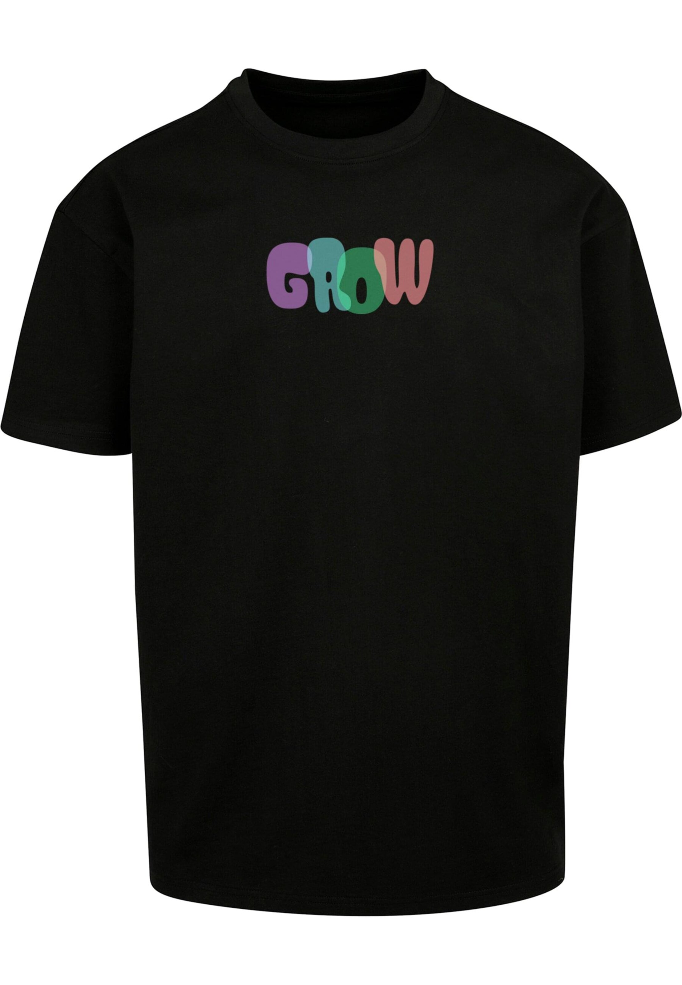 Merchcode Shirt 'Wording - Grow' in Zwart: voorkant
