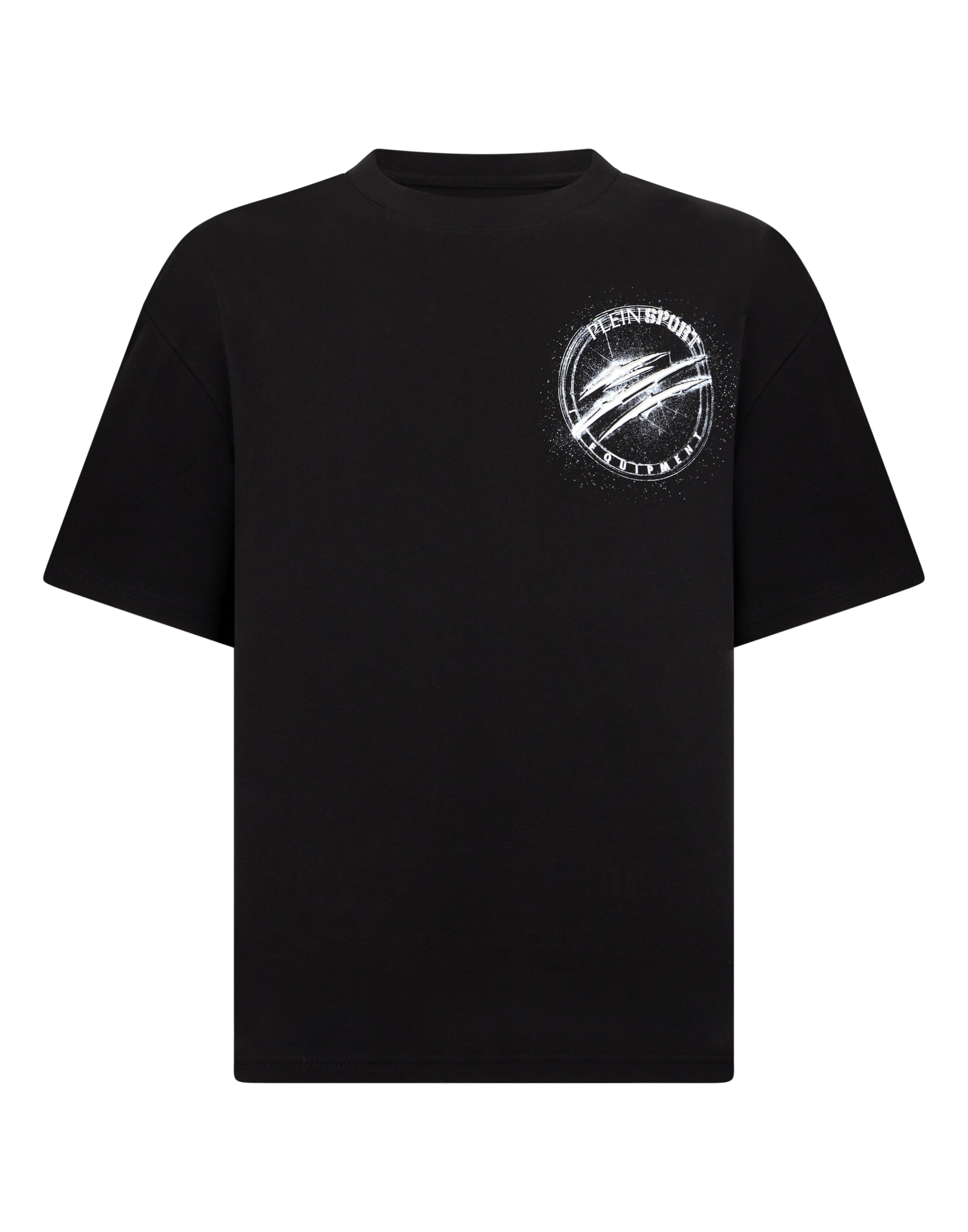Plein Sport T-Shirt 'Chrome Scratch Edition' in Schwarz: Vorderseite