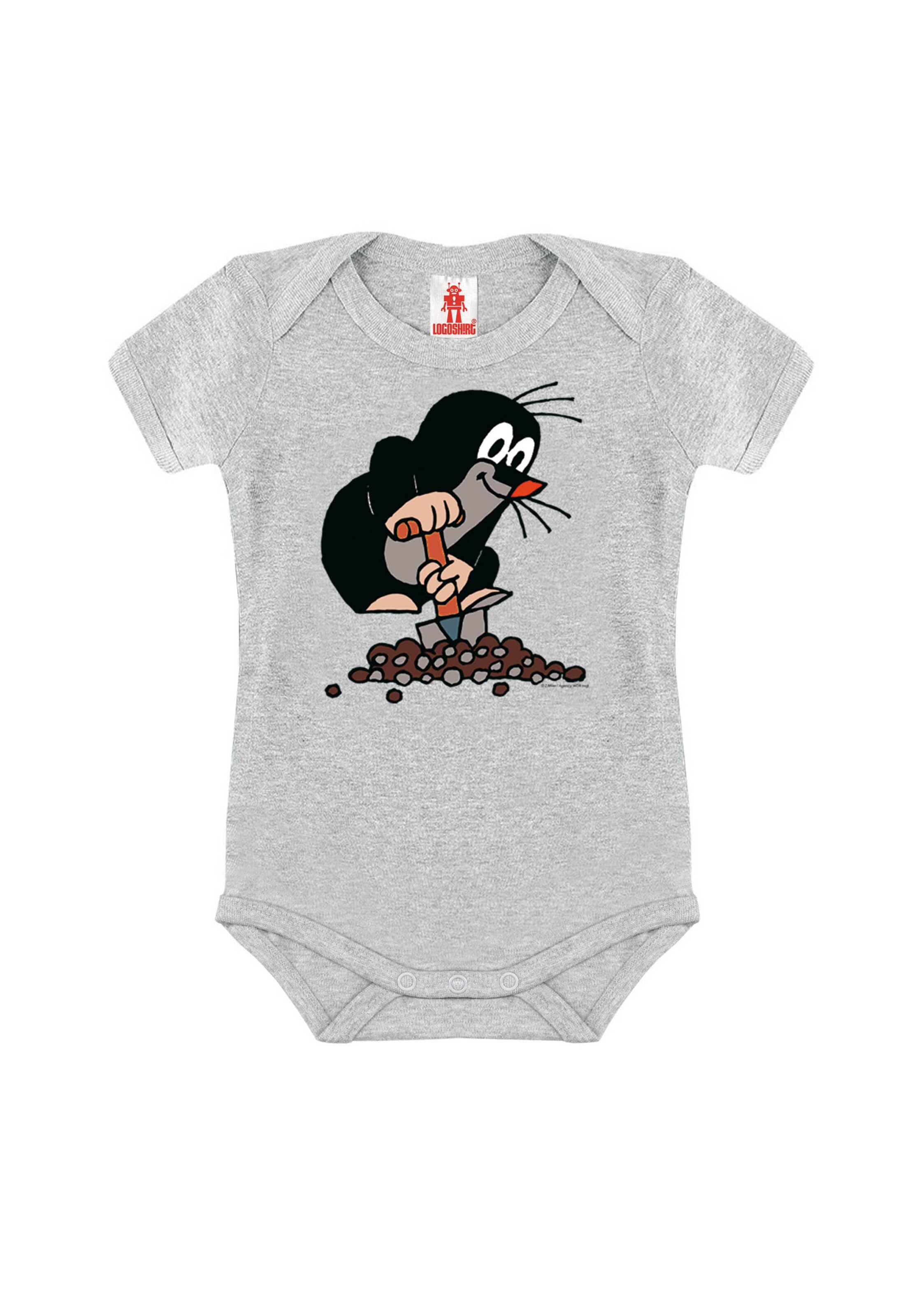 LOGOSHIRT Romper/Bodysuit 'Der kleine Maulwurf' in Grey: front