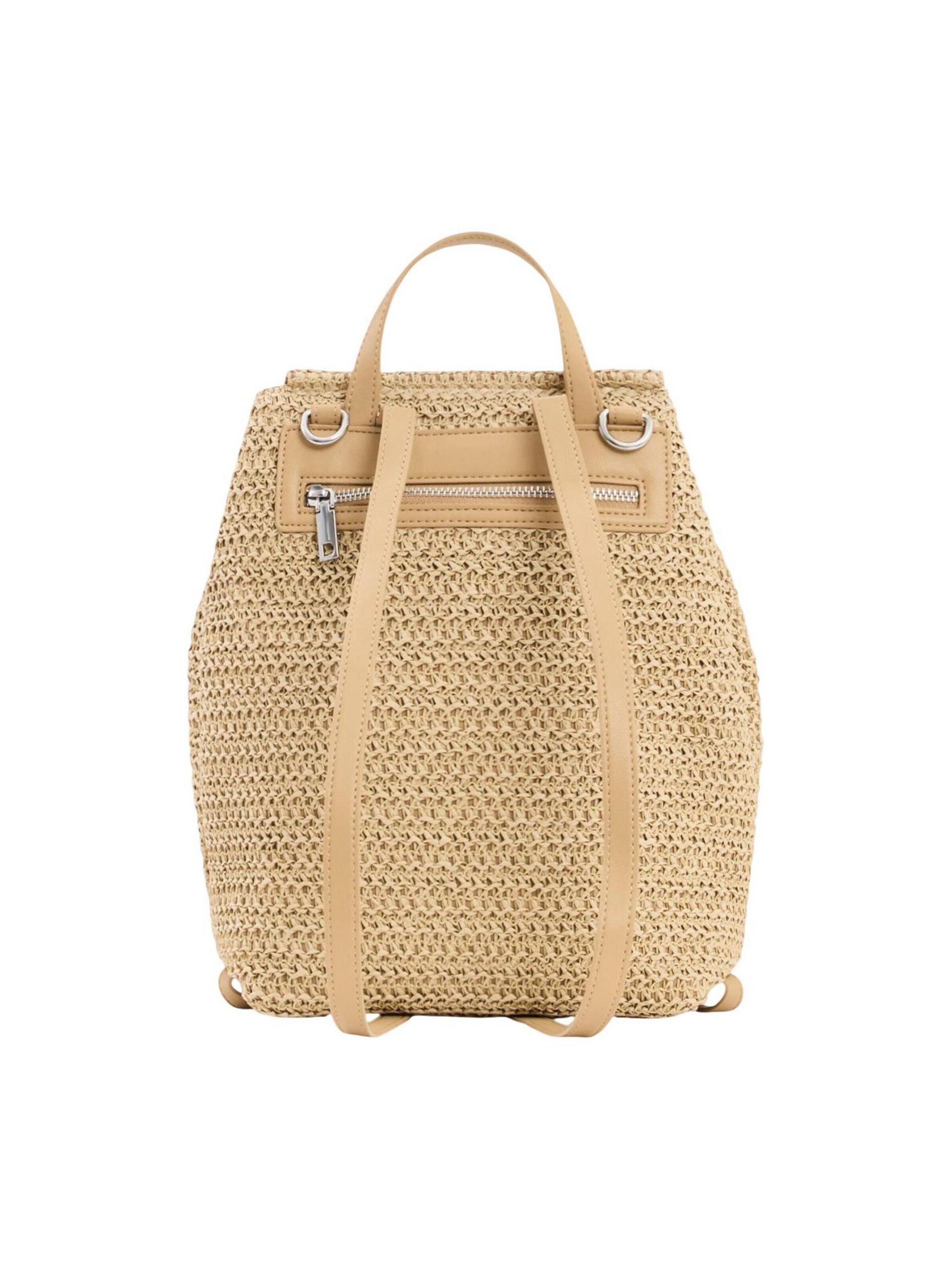 Desigual - Mochila 'BACK_HALF LOGO RAFFIA L 26SAKO01' en beige