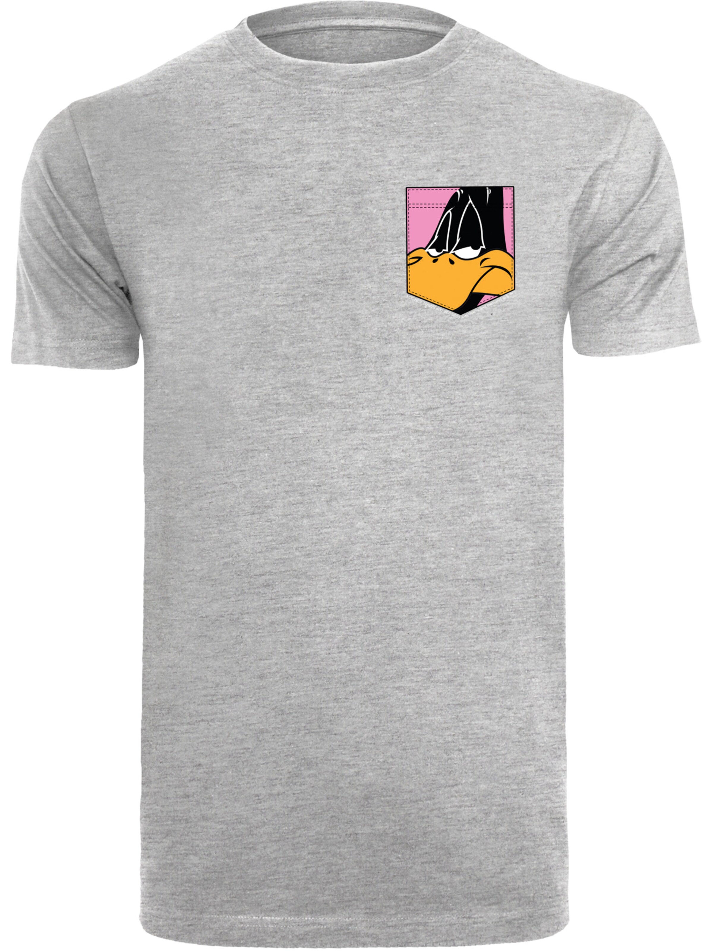 F4NT4STIC Shirt 'Looney Tunes Daffy Duck Face' in Grey: front