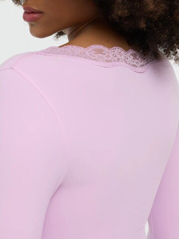 cfab - Body modelador 'Lace Bodysuit Sculpting Shapewear Longsleeve mit Slip' em roxo