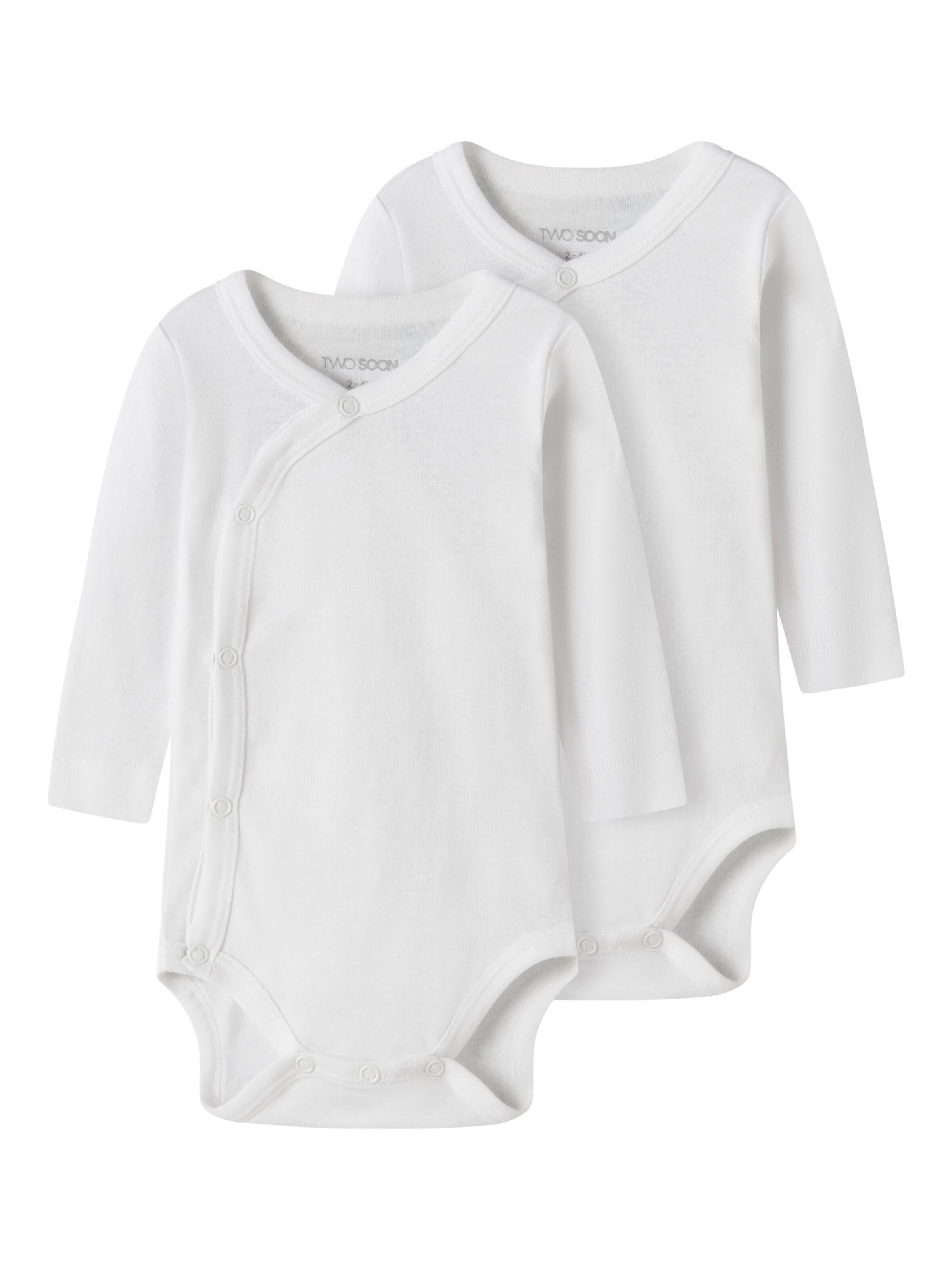 Tutina / body per bambino di TWO SOON in bianco: frontale