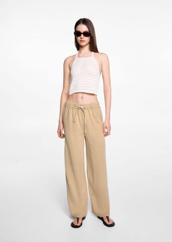 MANGO TEEN Wide leg Pants 'Easy' in Beige