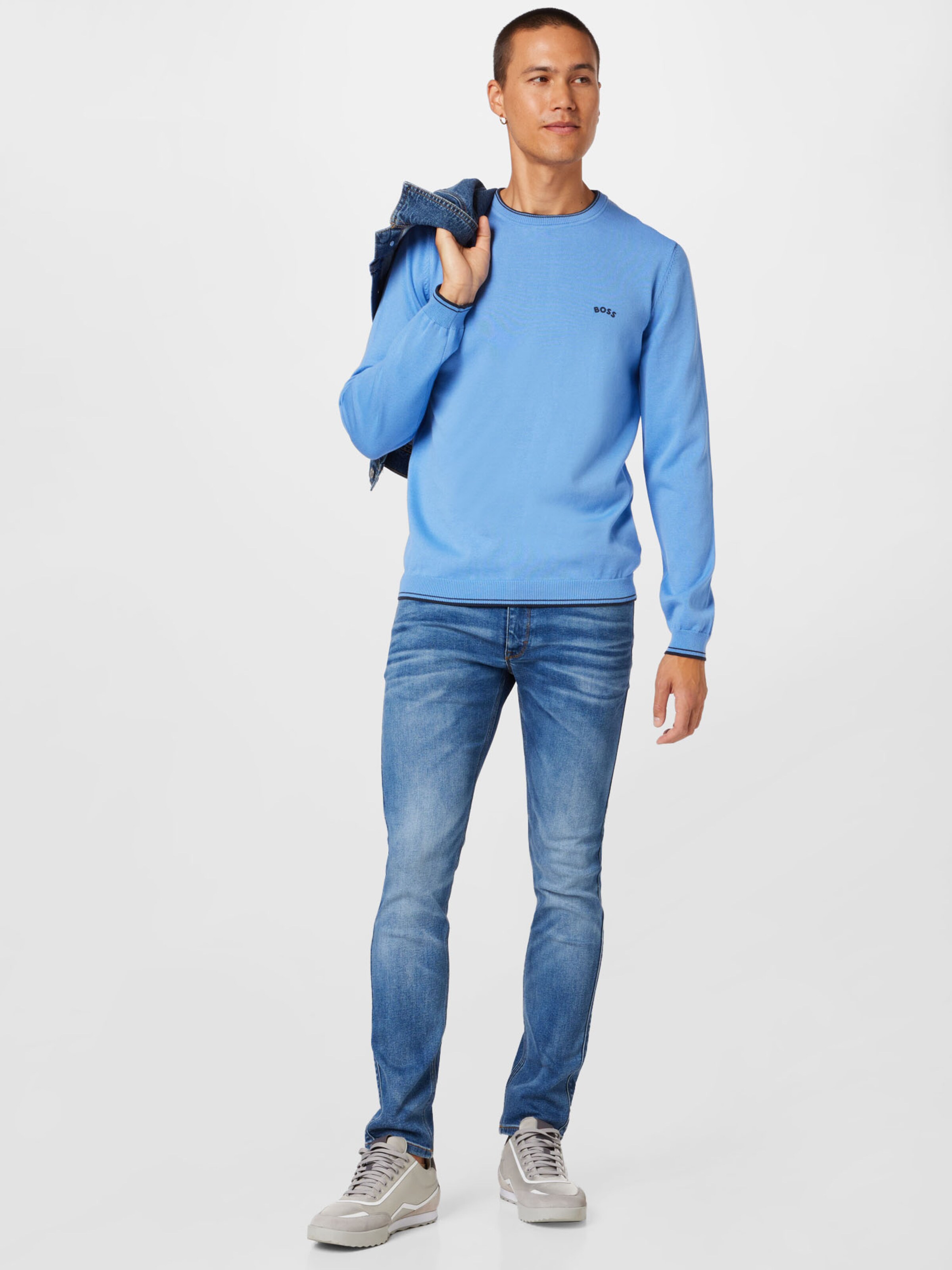 BOSS Green Sweater 'Ritom' in Navy, Sky 