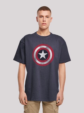 Maglietta 'Marvel Avengers Captain America Distressed Shield' di F4NT4STIC in blu: frontale