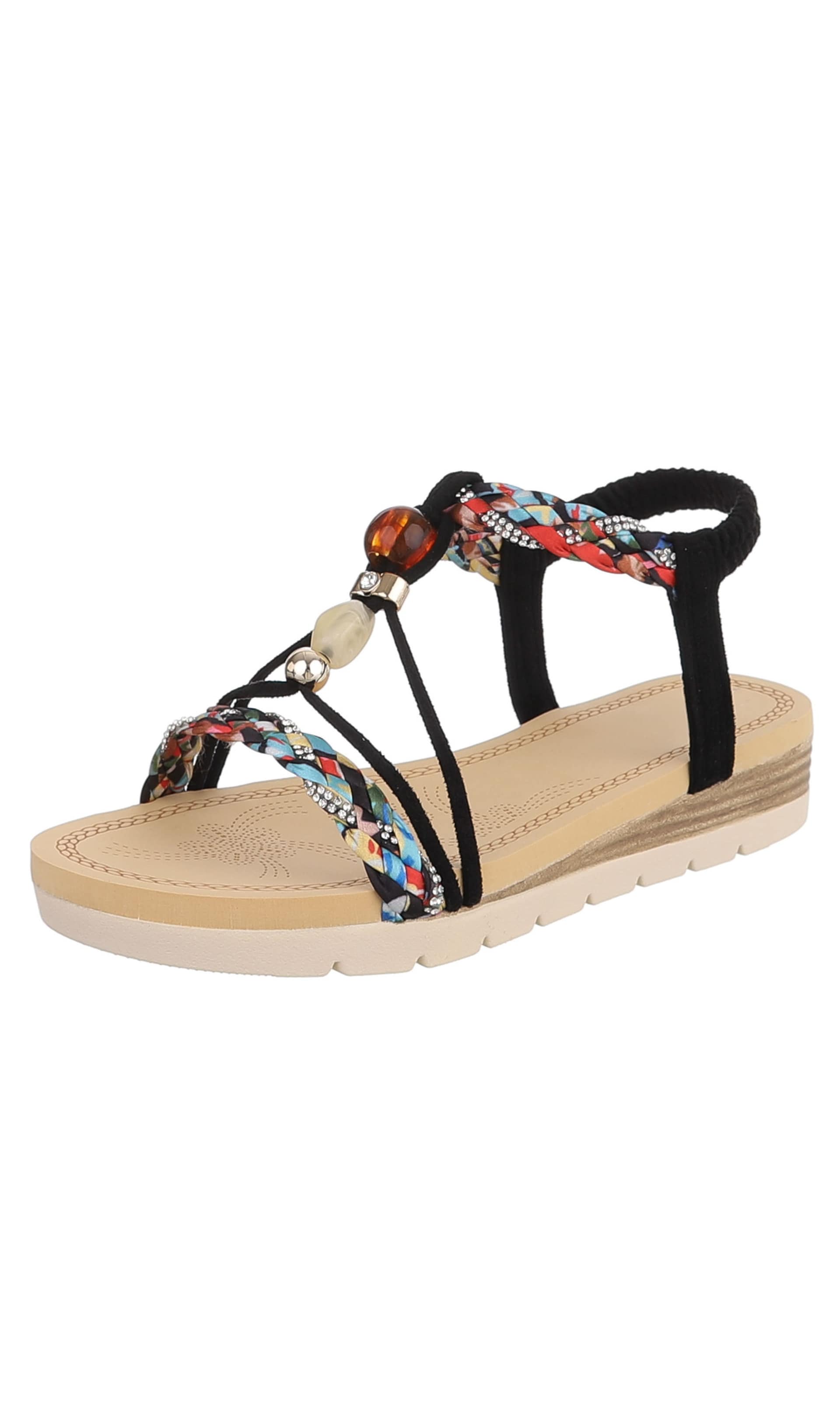 Ital-Design Strap Sandals in Black: front