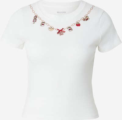 HOLLISTER Majica u boja pijeska / boja devine dlake (camel) / crvena / bijela, Pregled proizvoda