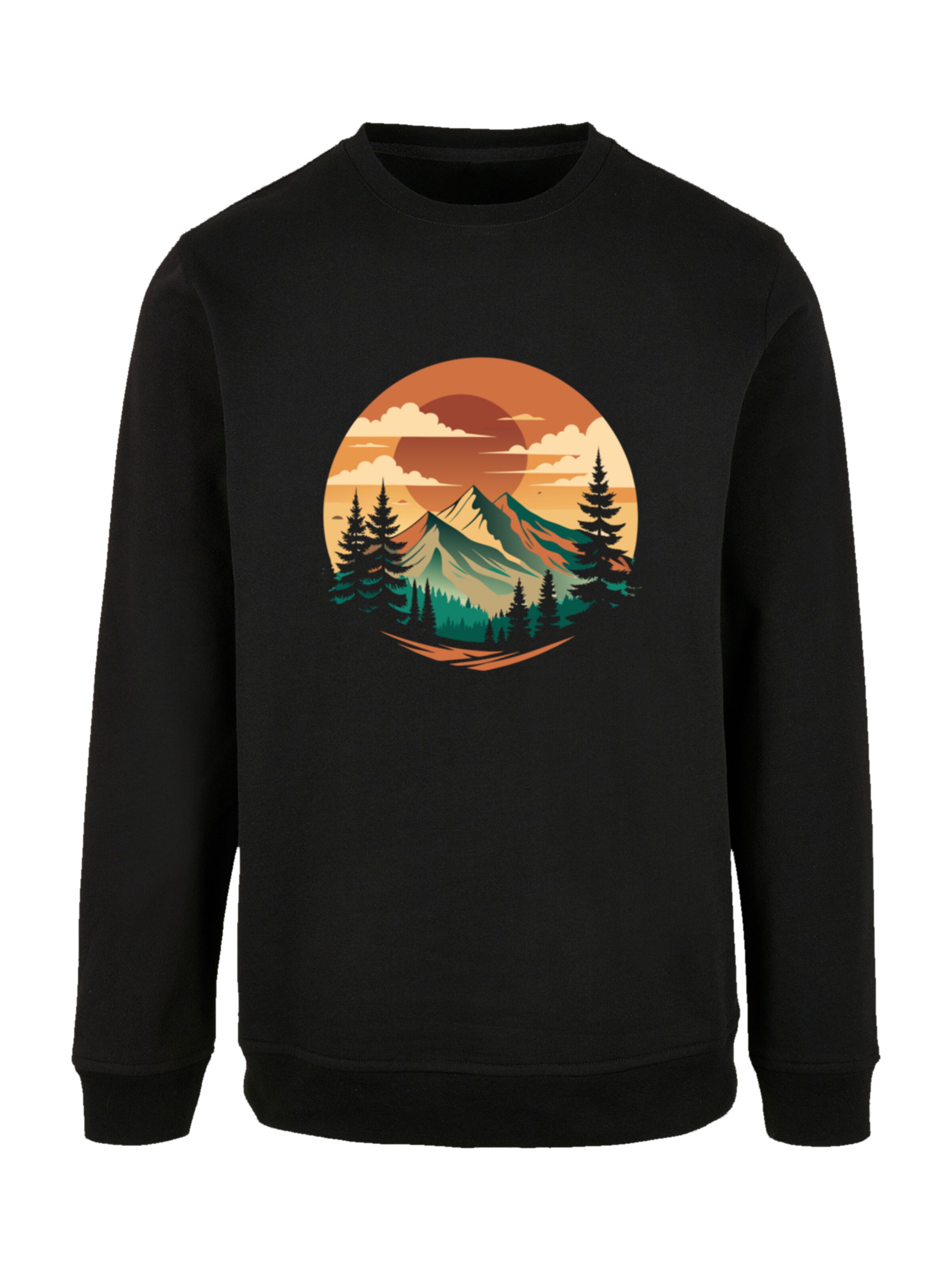 Pull-over 'Sonnenuntergang Berglandschaft' F4NT4STIC en noir : devant